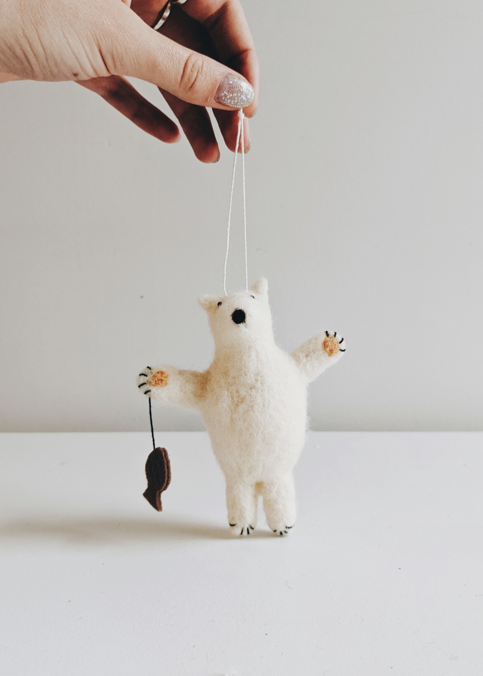 Polar Bear w/Fish Ornament