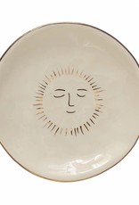 Stoneware Plate W/ Sun & Gold