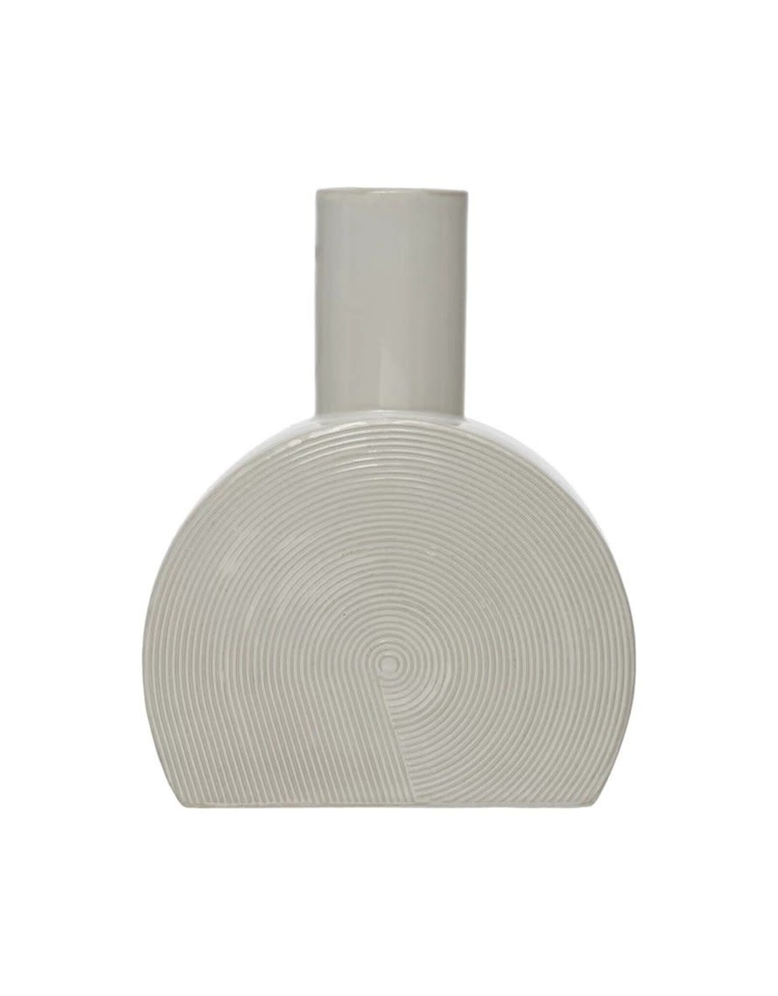 Debossed Stoneware Vase - White