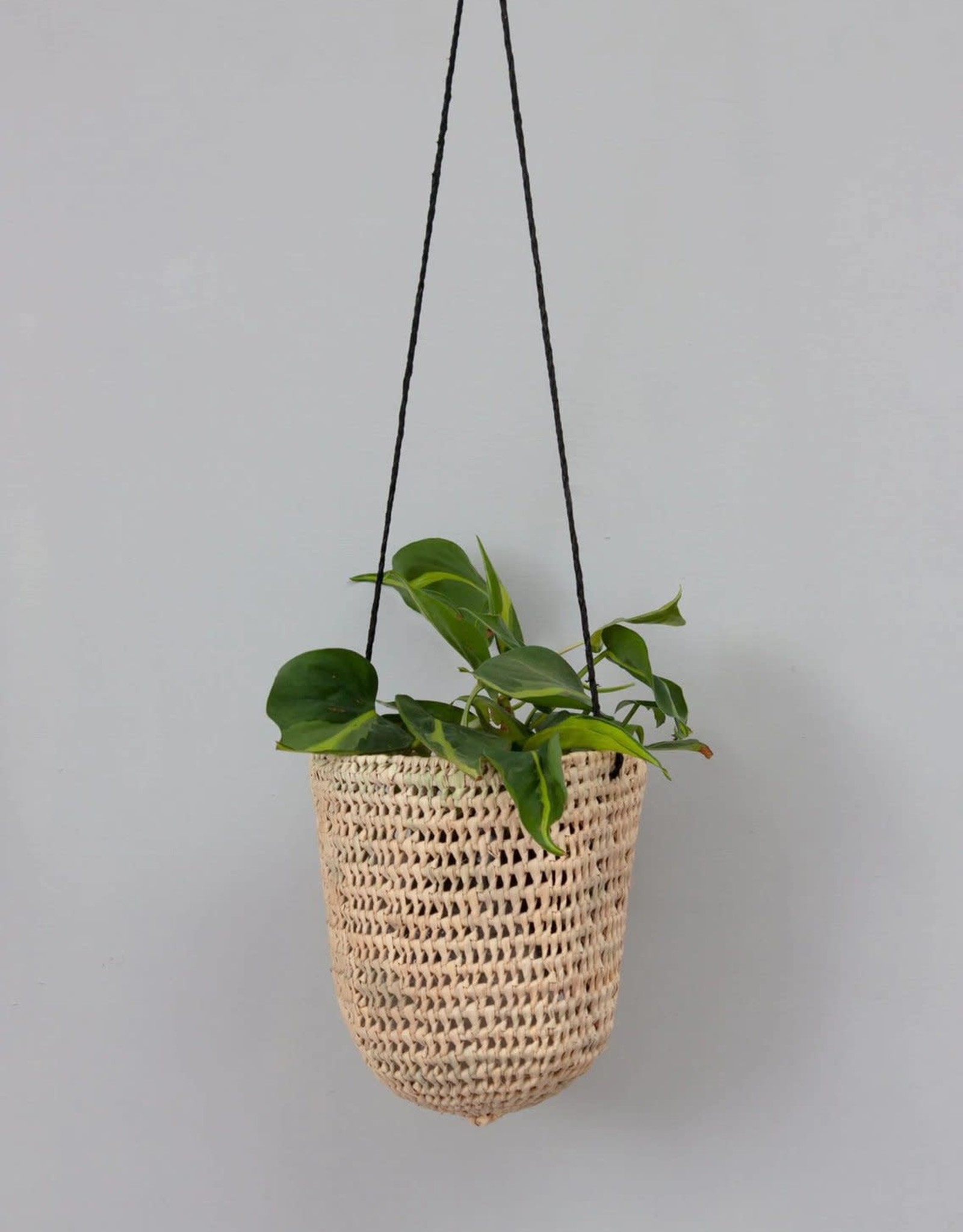 Open Weave Dome Hanging Basket, Black - Small