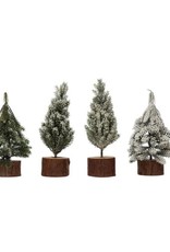 Little Faux Pine Tree with Wood Slice Base