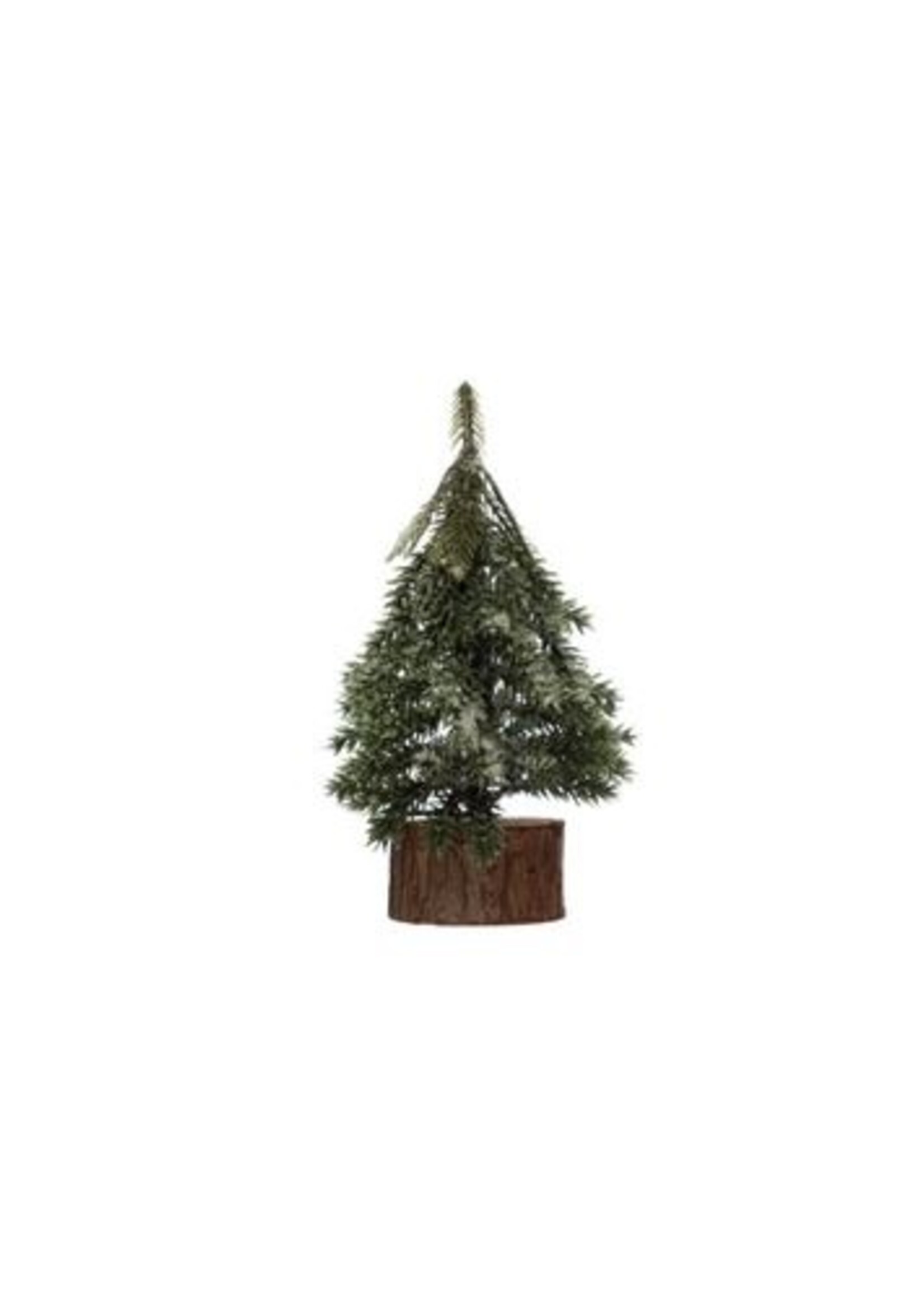 Little Faux Pine Tree with Wood Slice Base