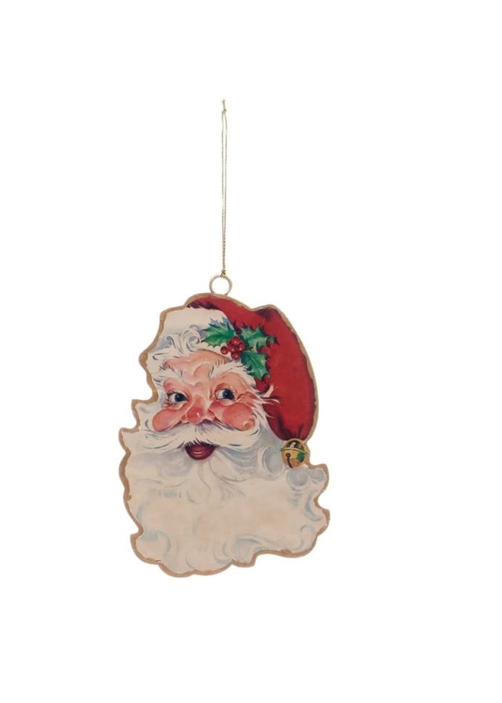 Vintage 2-Sided Metal Santa Ornament
