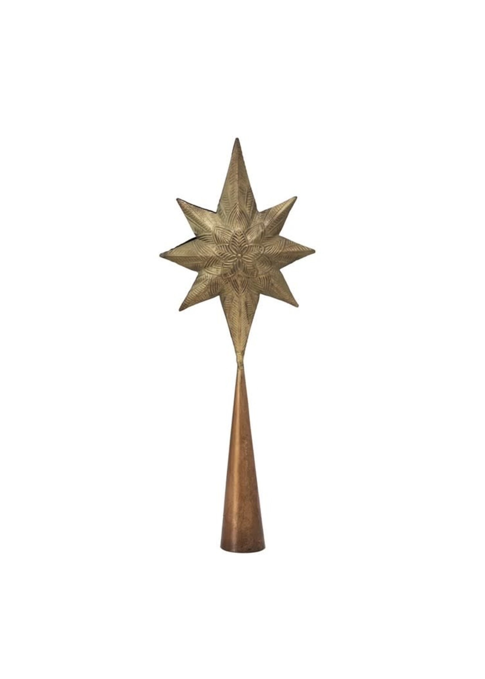 Embossed Metal Two-Sided Star Tree Topper