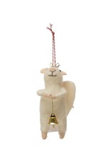 Crowned Mouse Holding a Bell Ornament en Laine Feutrée