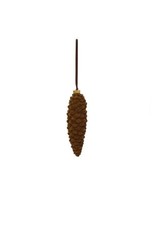 Flocked Pinecone Ornament - Slim / Bigger Details Style