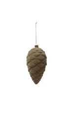 Flocked Glass Pinecone Ornament - Green