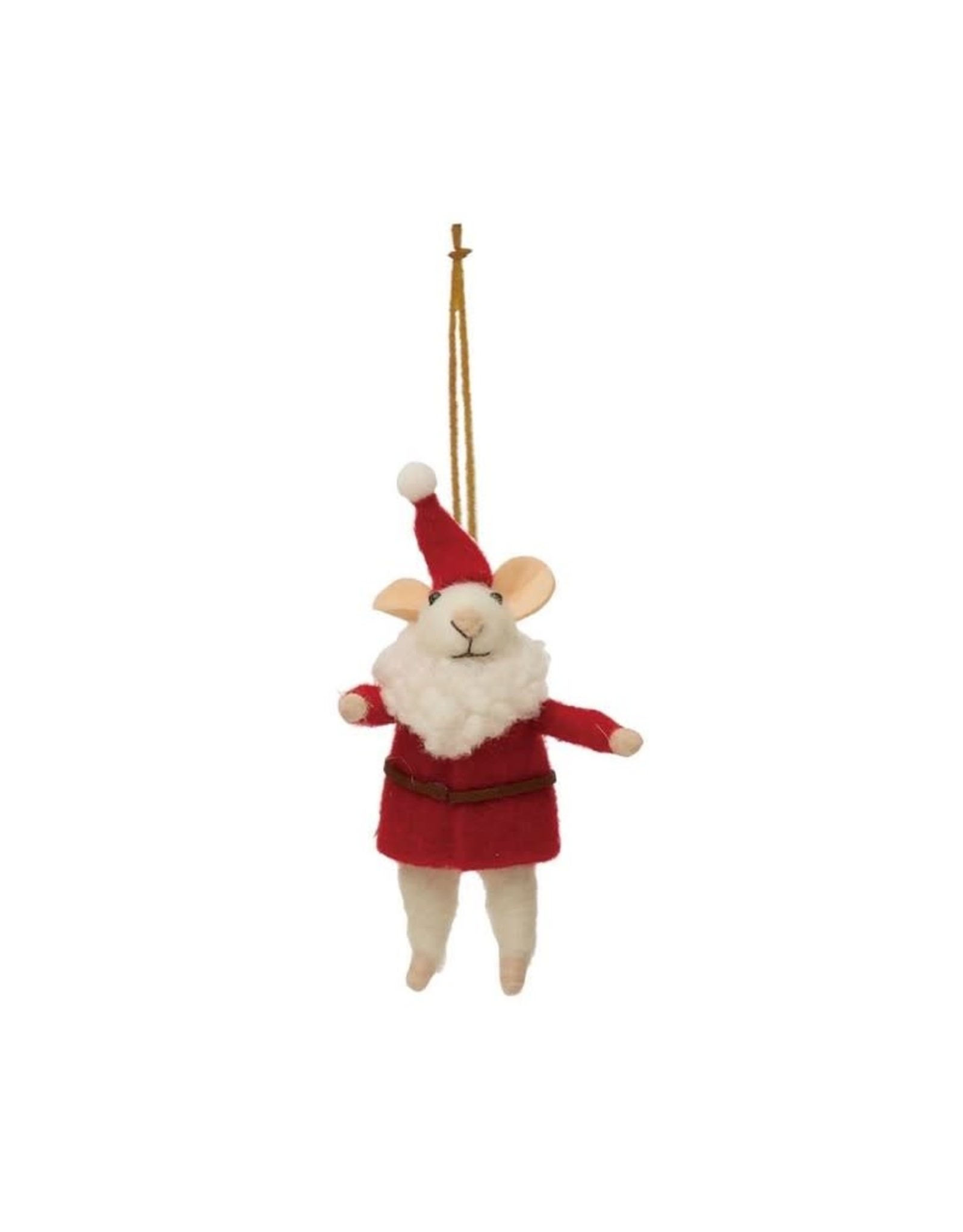 Wool Felt Mouse in Santa Outfit Ornament
