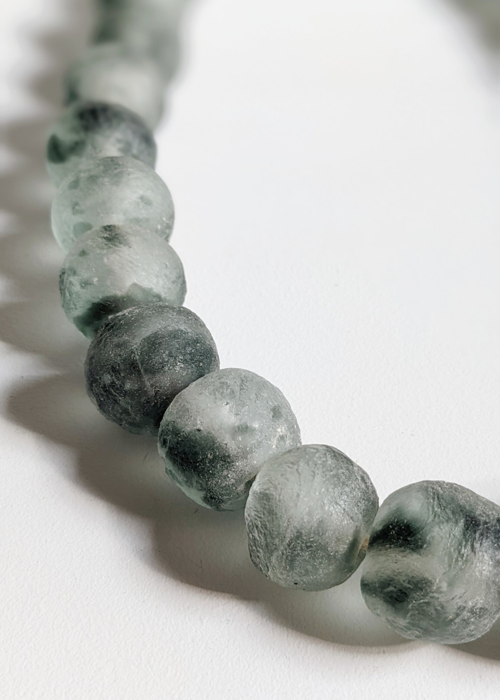 Jumbo Recycled Glass Beads Grey Mist 23mm