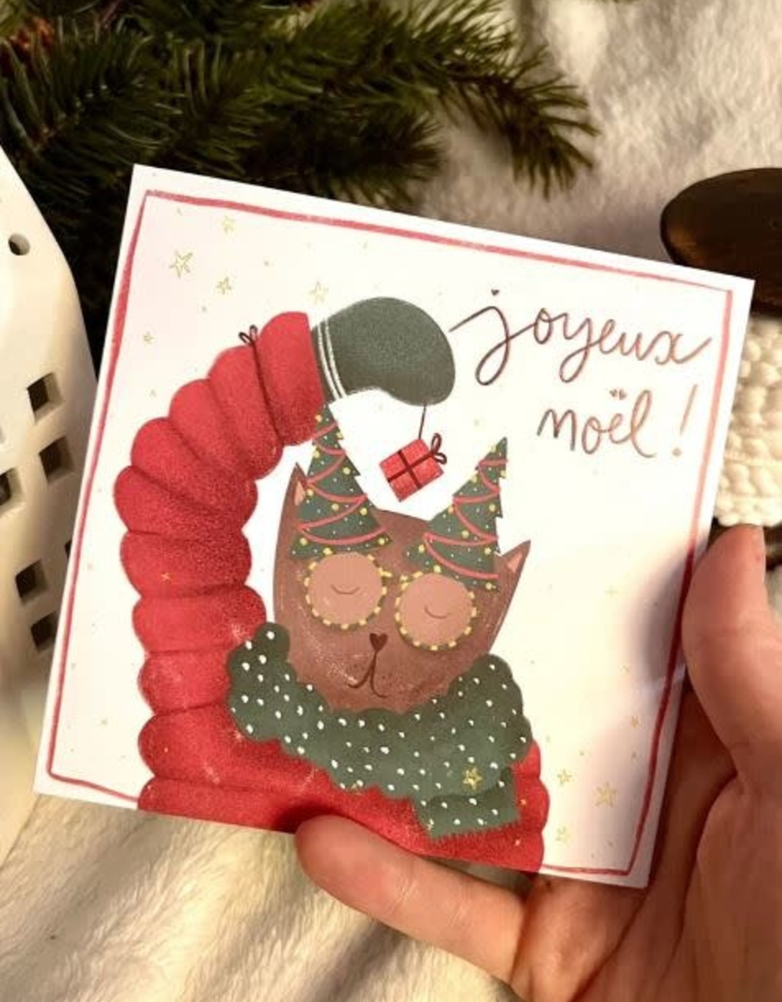 atelier marthes Christmas Card - Cat with Glasses