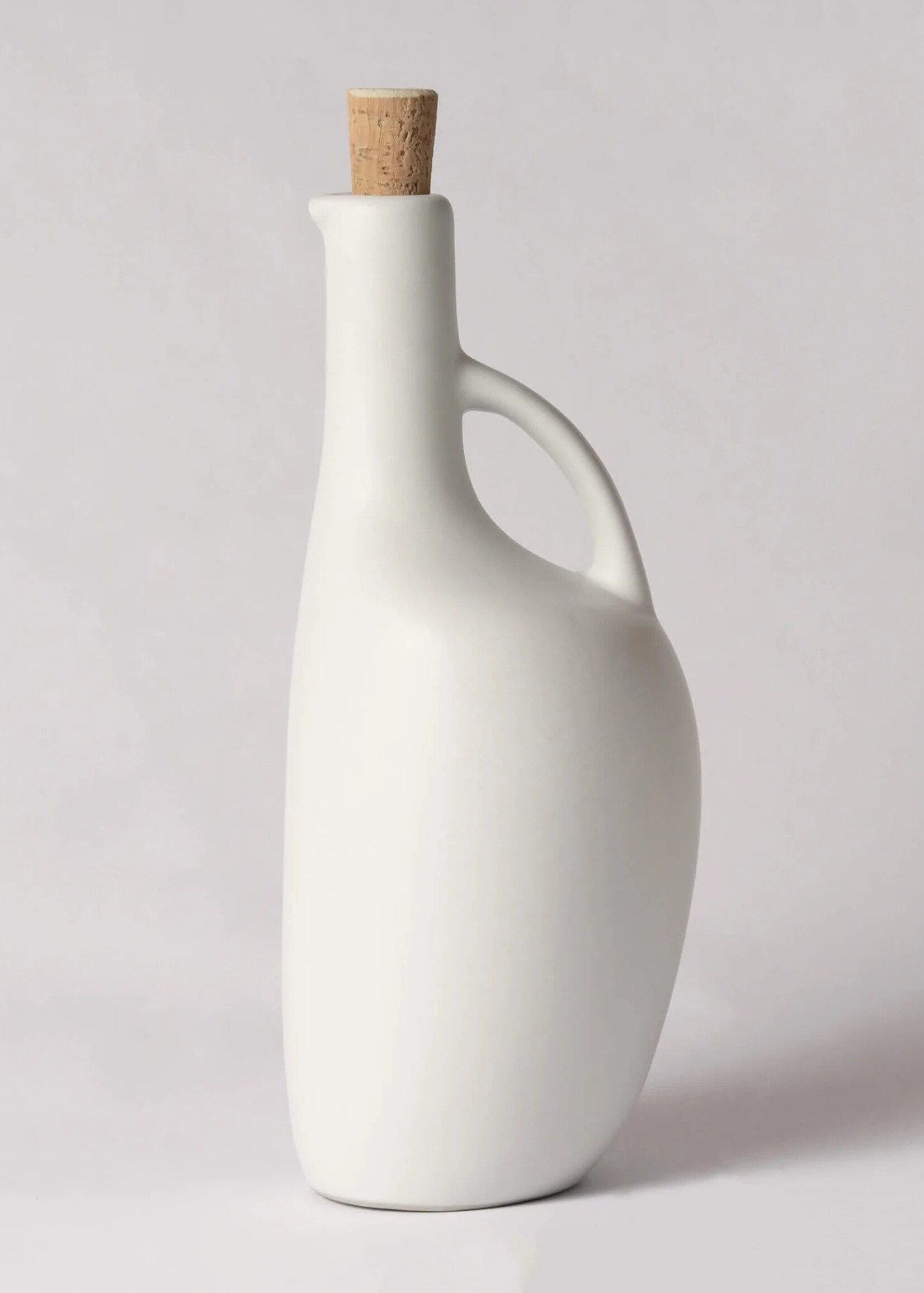 Stoneware Olive Oil Bottle - Matte White 1L