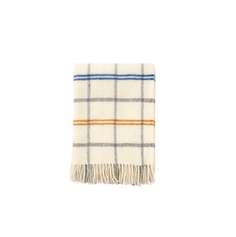 Tartan Throw White Yellow Blue Chez Nous Chez Vous