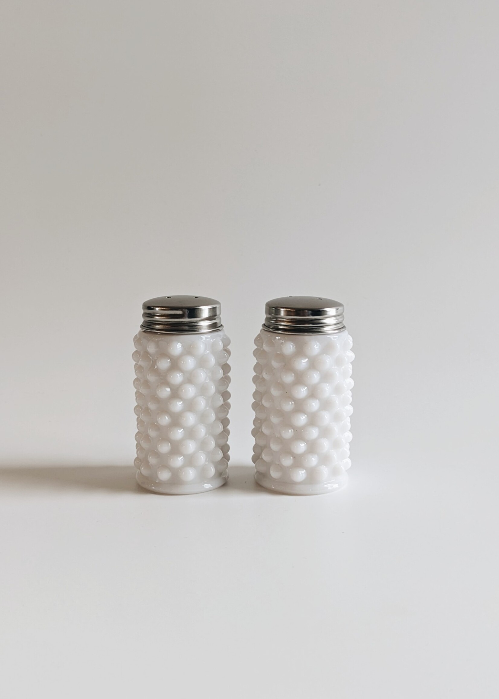 Milk Glass Salt and Pepper Shakers, Set of 2