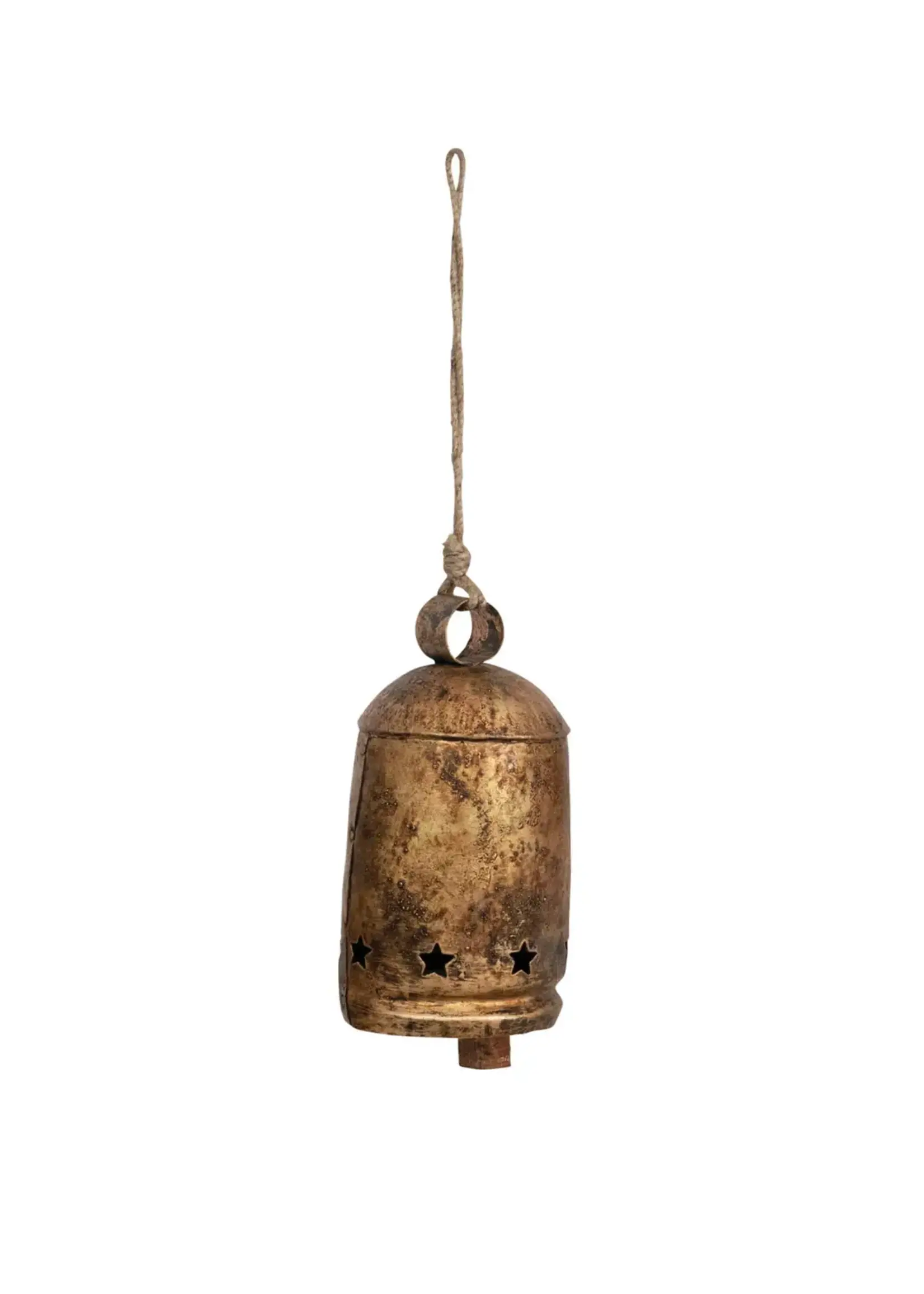 Metal Bell with Star Cut Outs on Jute
