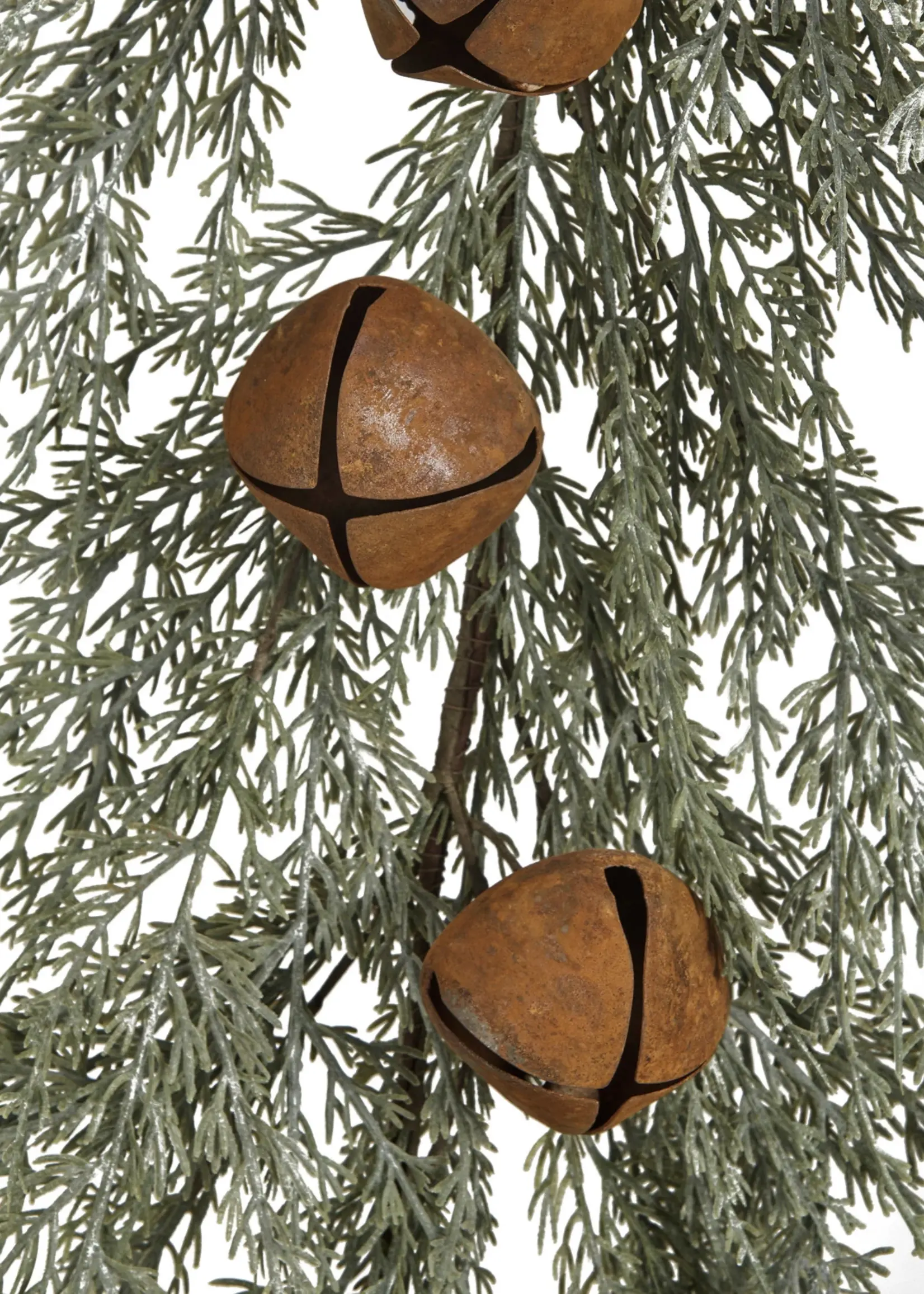 Faux Cedar Garland with Rust finish Metal Bells