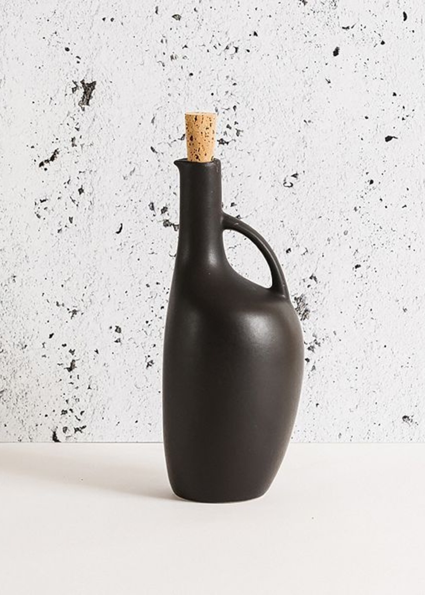 Stoneware Olive Oil Bottle - Matte Black