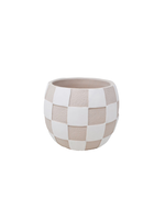 White & Beige Checkered Pot