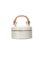 Stoneware Jar w/ Woven Rattan Handle