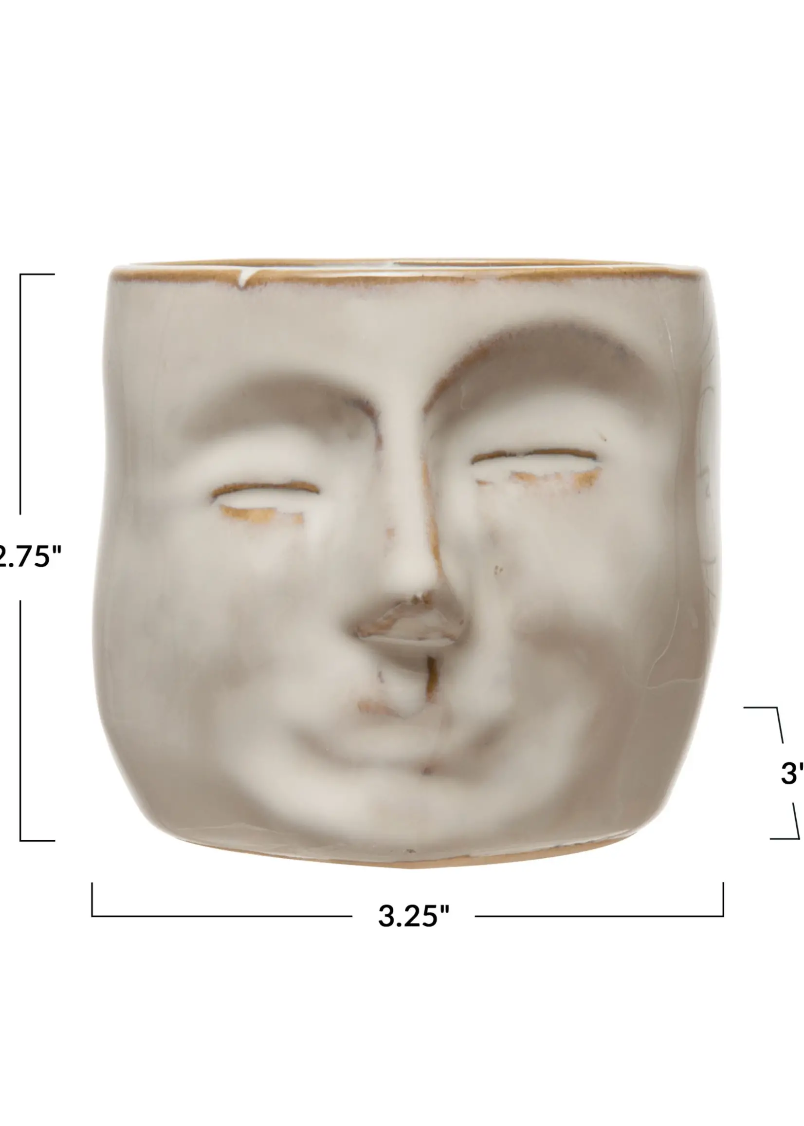 Stoneware Mini Planter with Face