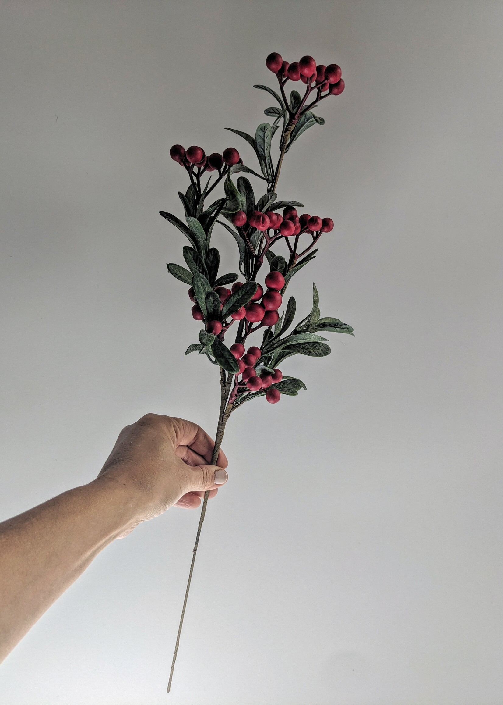 Faux Berry and Leaf Branch - Red
