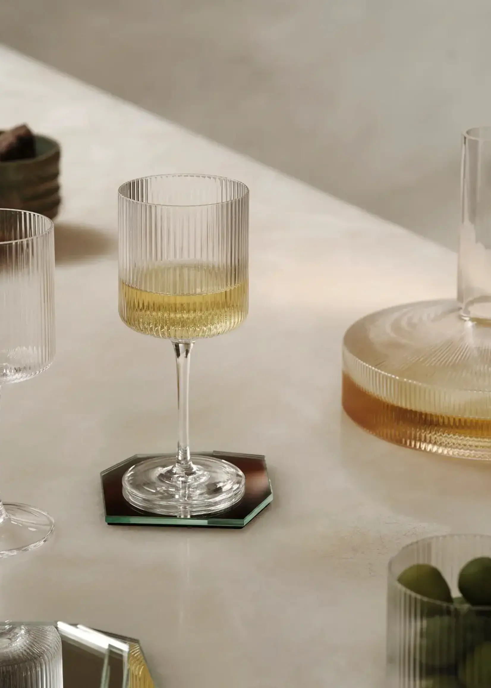 Ferm Living Verres Vin Blanc Ripple - Ensemble de 2