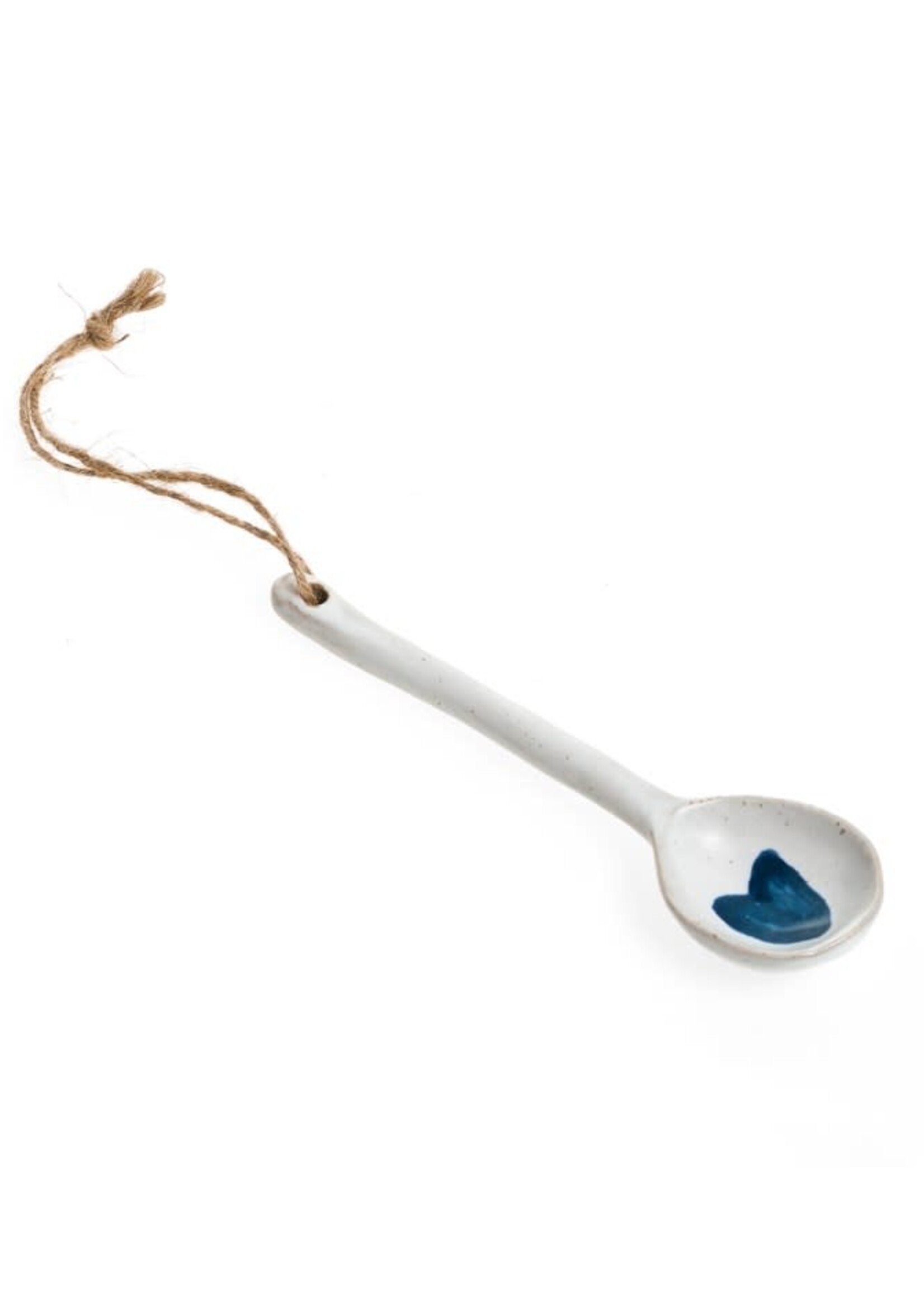Cuillère Blanche avec Coeur Bleu