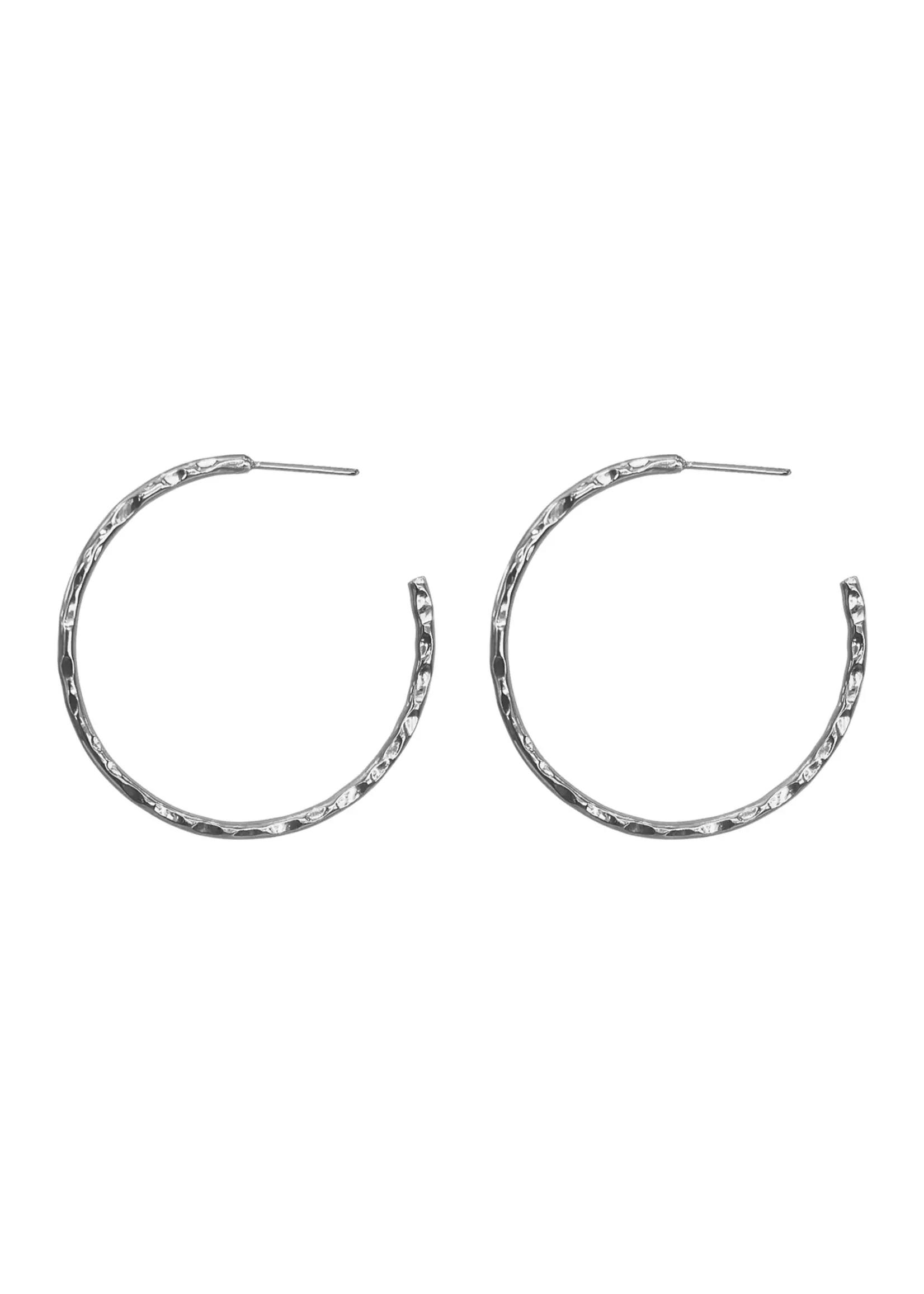 Lost & Faune Silver Hammered Hoop Earrings