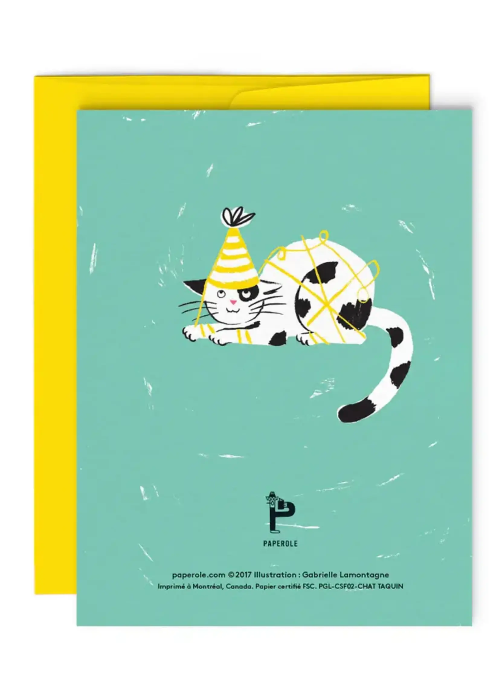 Paperole Carte de Souhaits - Chat Taquin