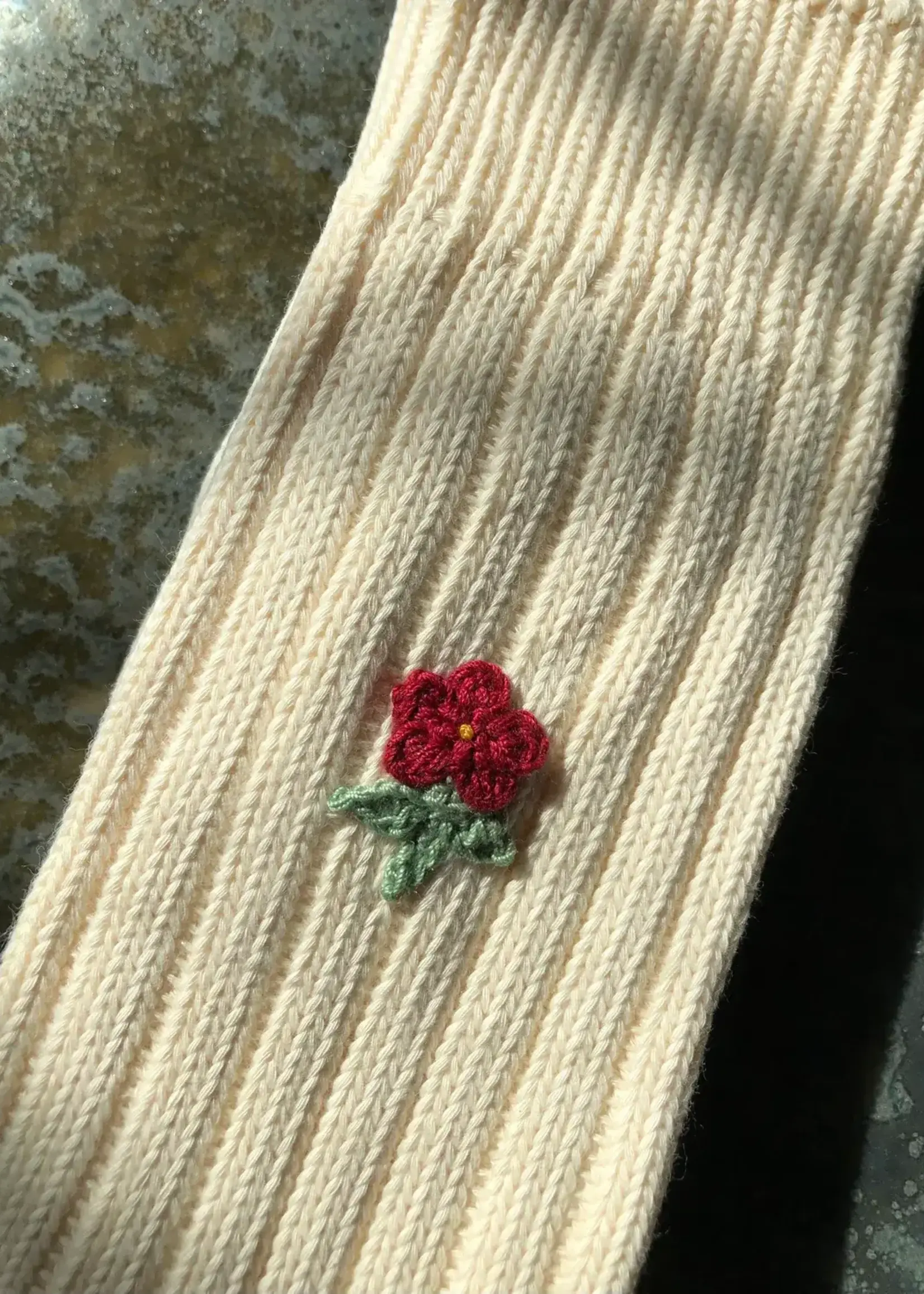 Billy Bamboo Chaussettes Crochet Fleur Rouge