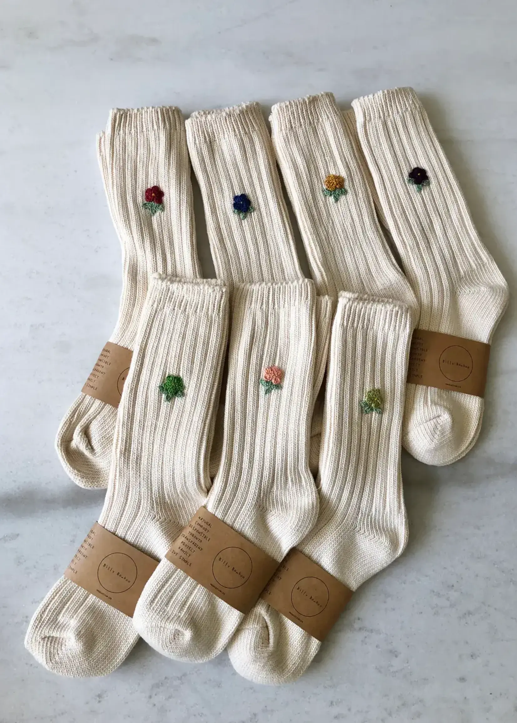 Billy Bamboo Chaussettes Crochet Fleur Rouge