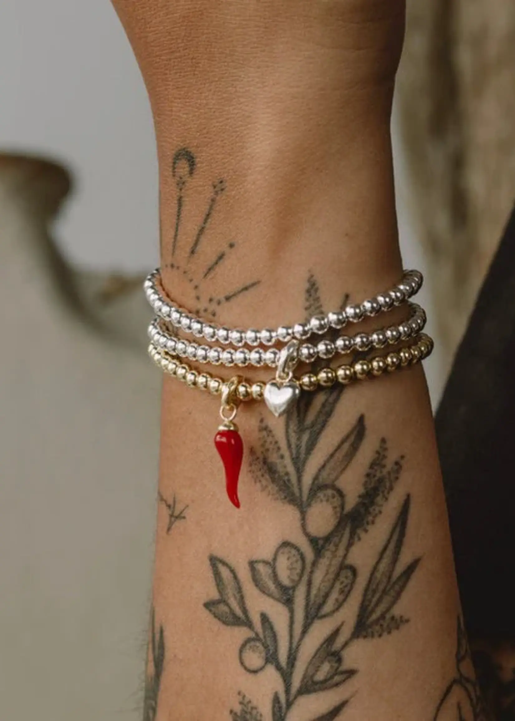 Ken & Jame Silver Beaded Bracelet