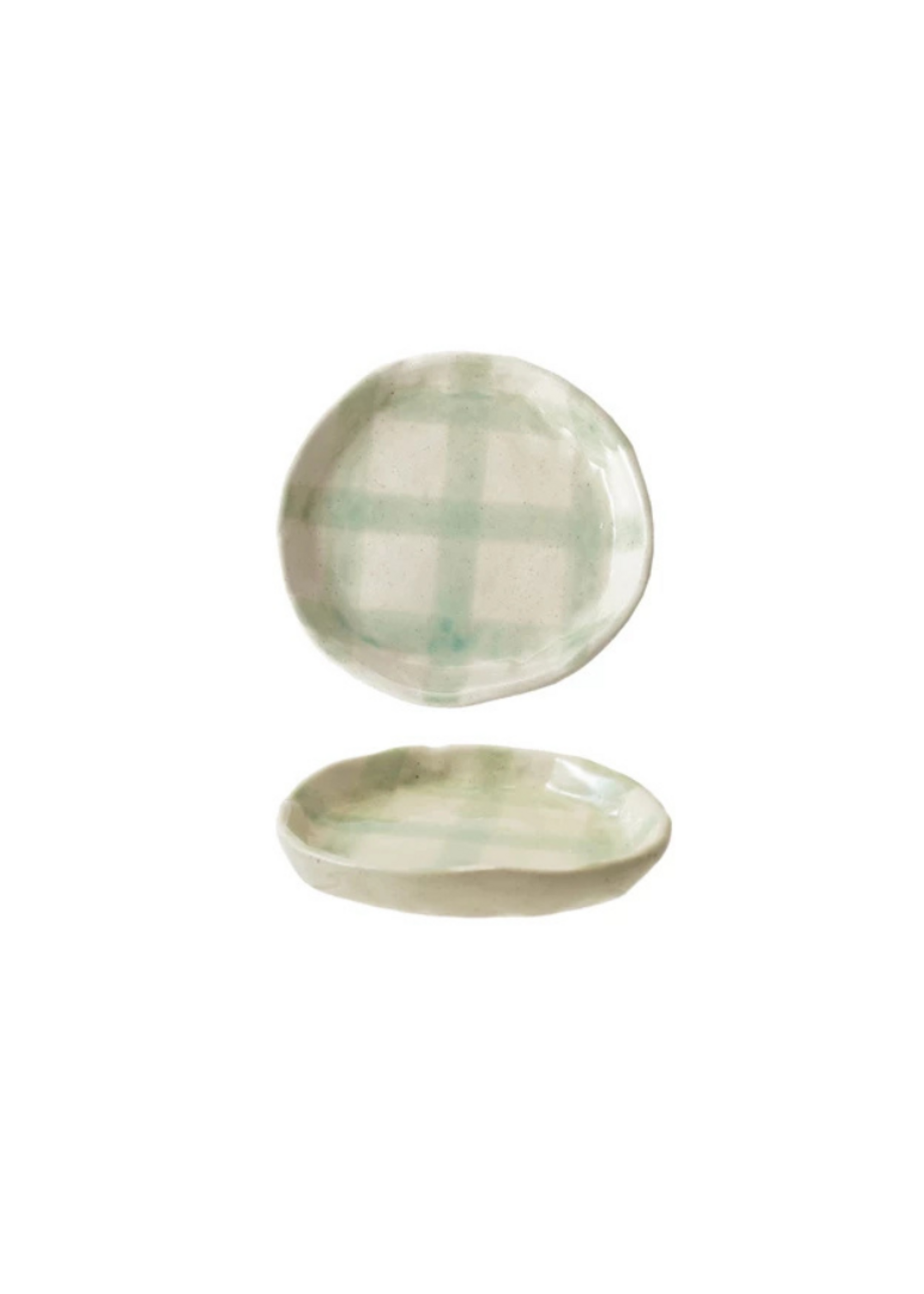 Plate with Grid Pattern - Green