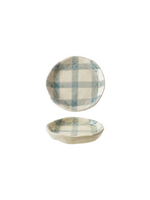 Plate with Grid Pattern - Blue