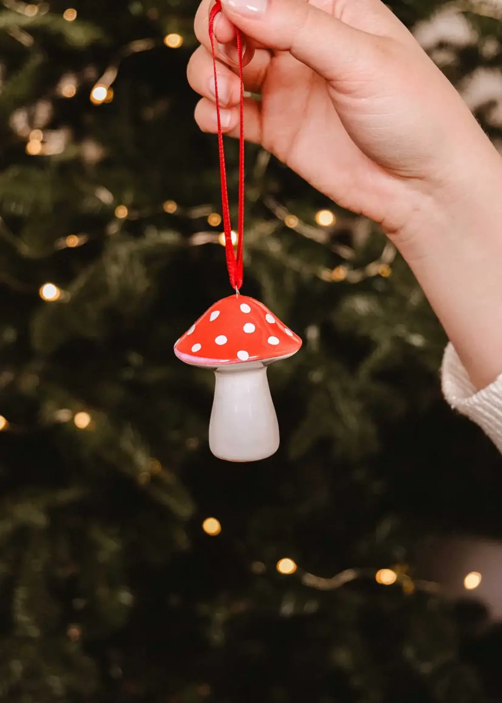 Mushroom Ceramic Christmas Ornament
