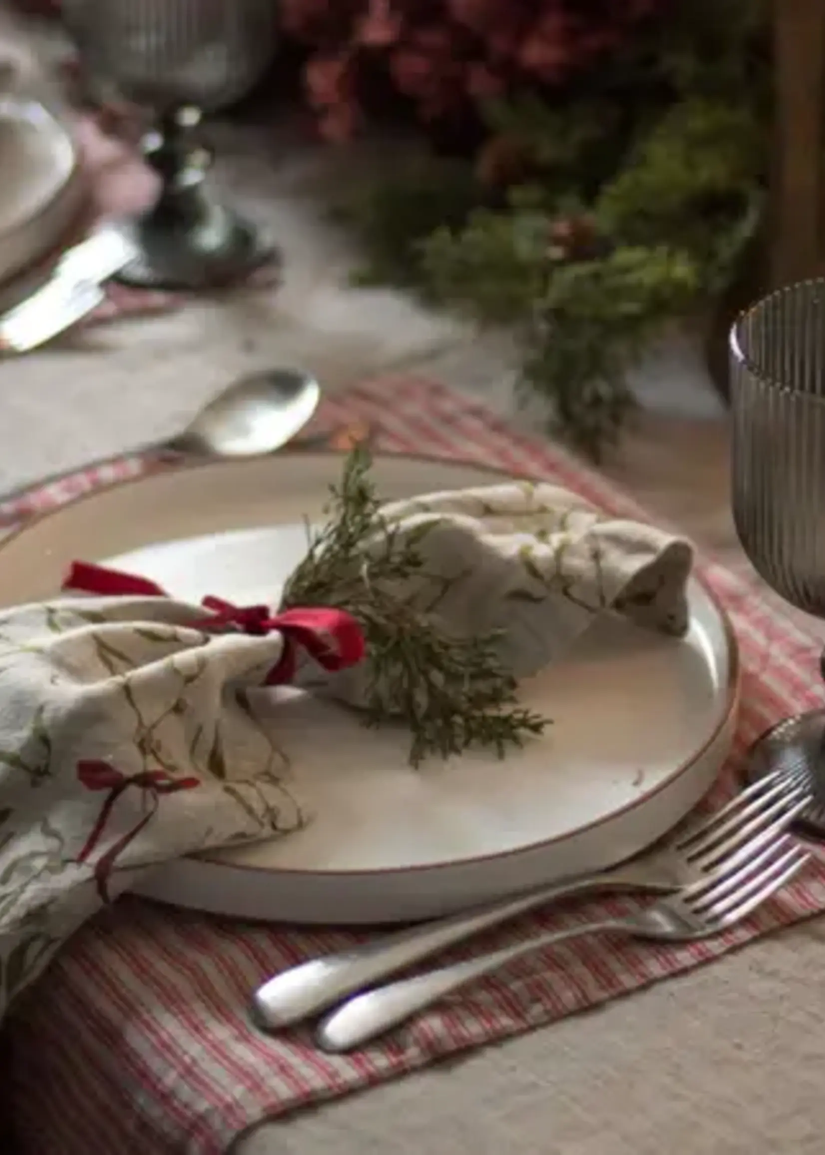 Linen Placemat Natural with Red Stripe