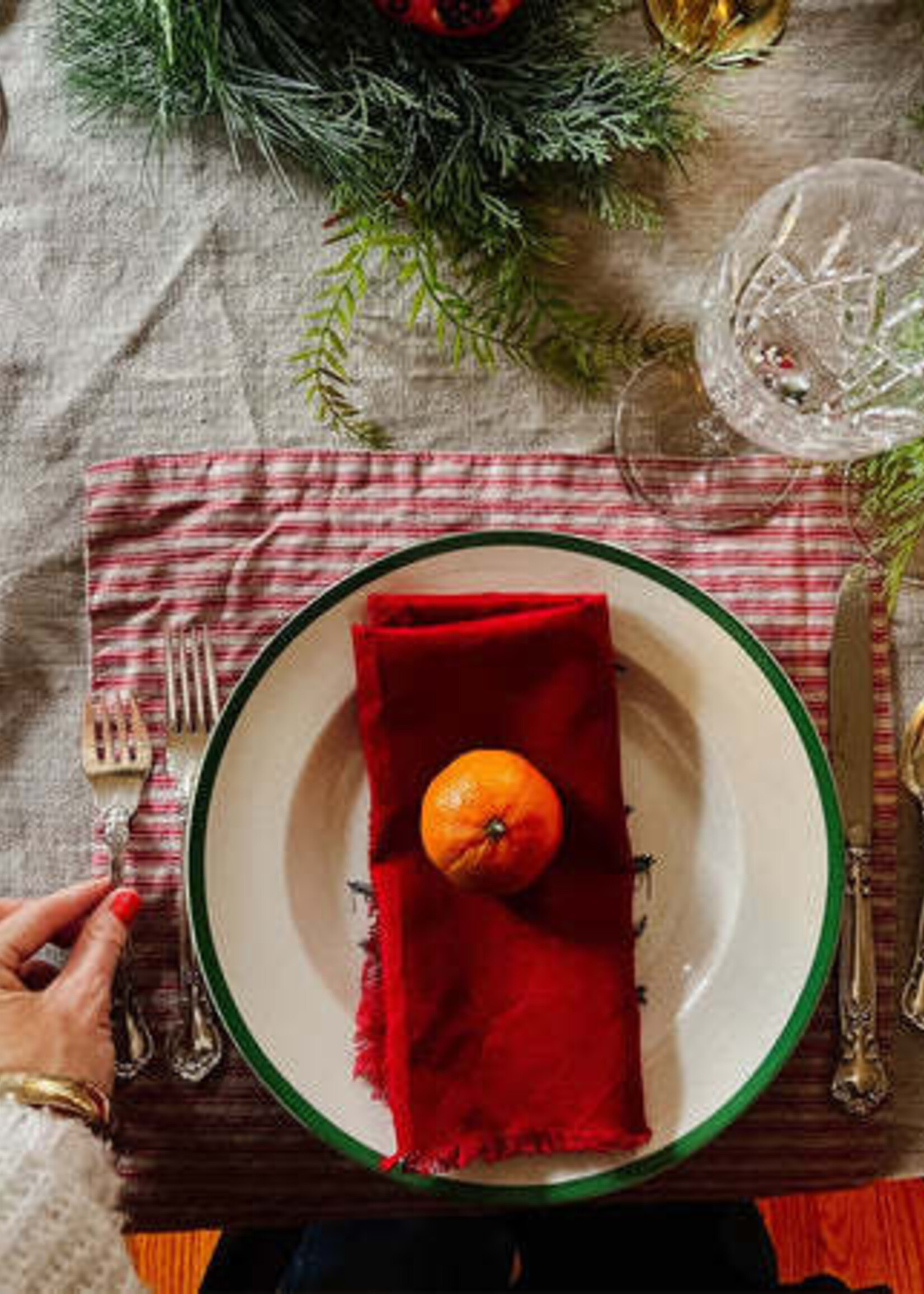 Linen Placemat Natural with Red Stripe
