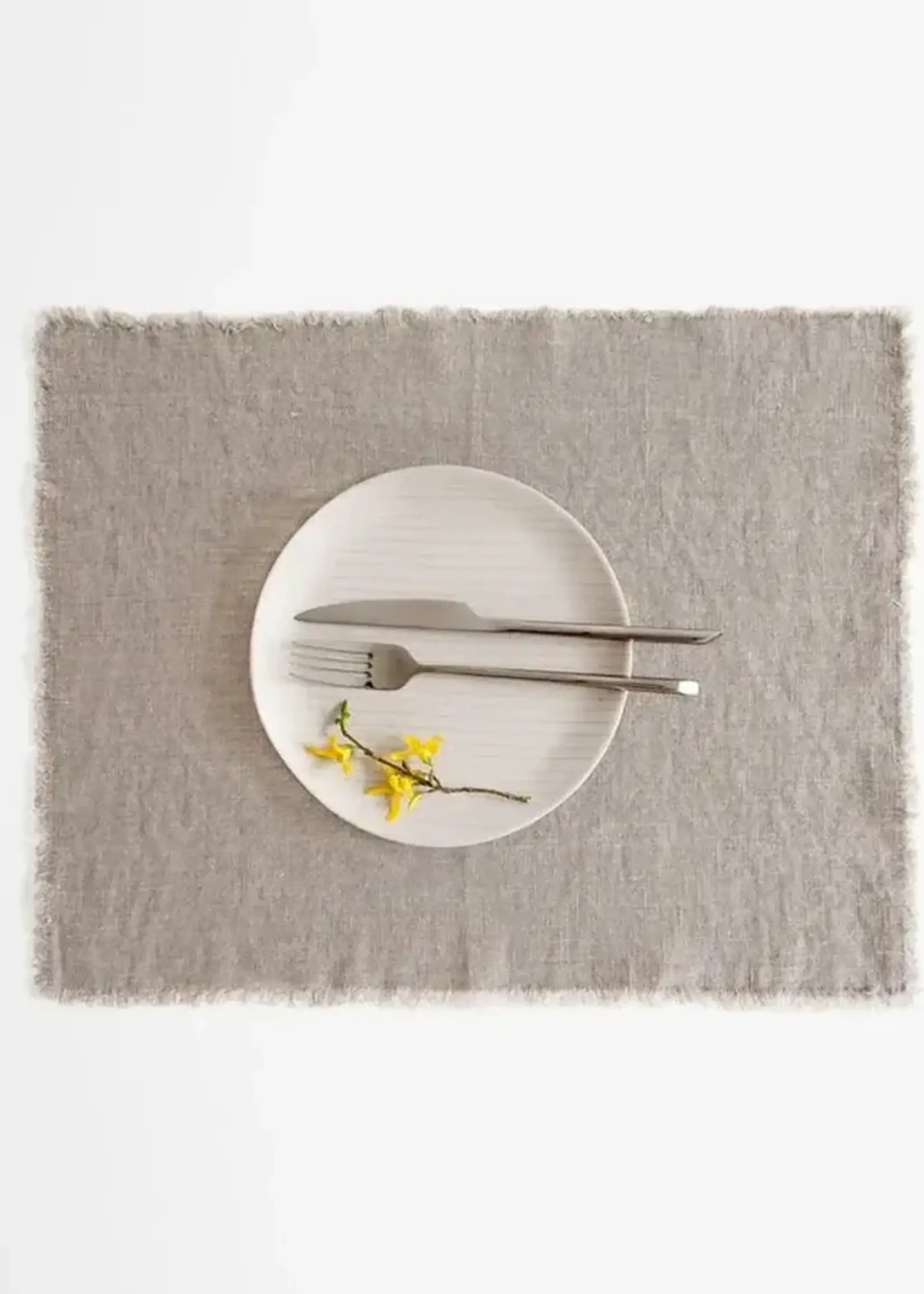 Napperon en Lin Naturel avec Franges