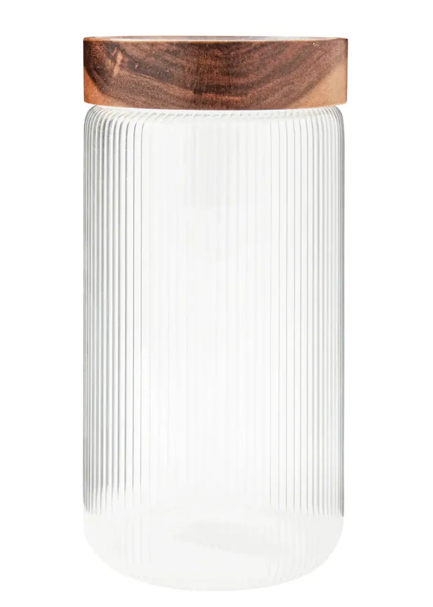 Pot de Rangement en Verre Cannelé