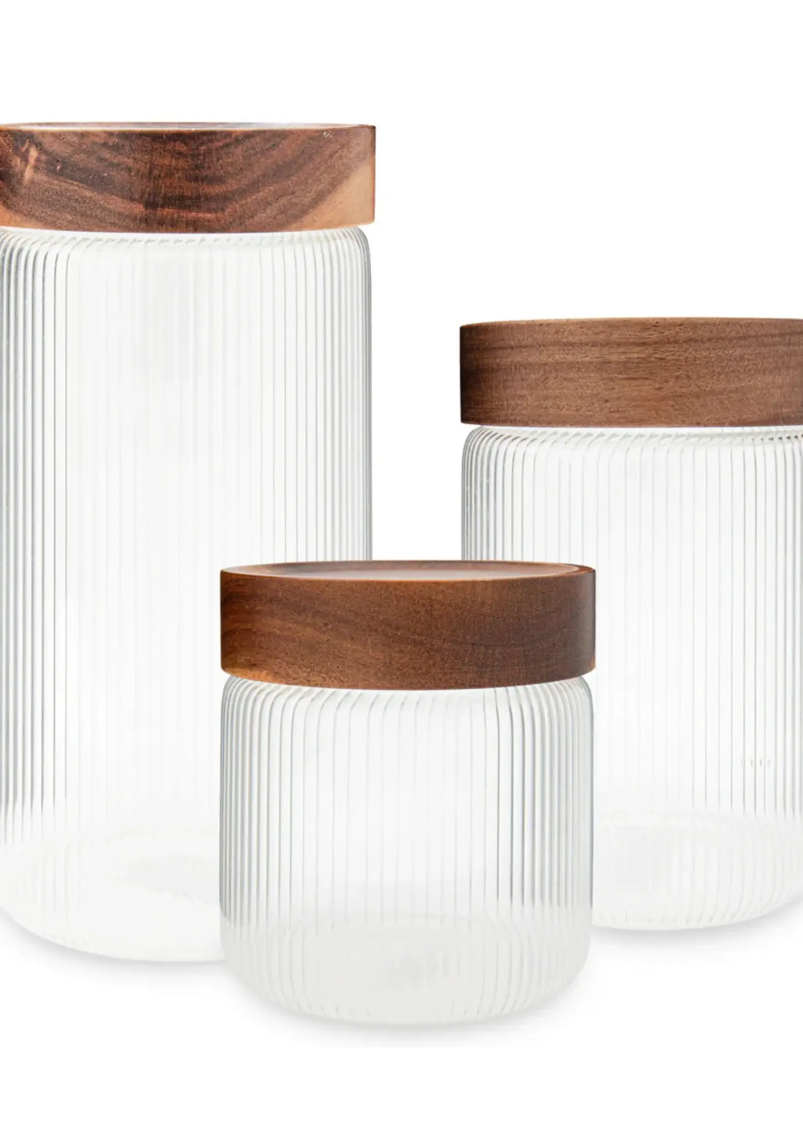 Pot de Rangement en Verre Cannelé