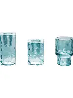 Bougeoirs en Verre Martelé, Bleus, Lotde 3