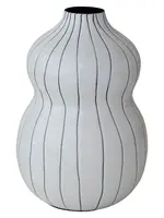 Enameled Metal Organic Striped Vase, White & Blue