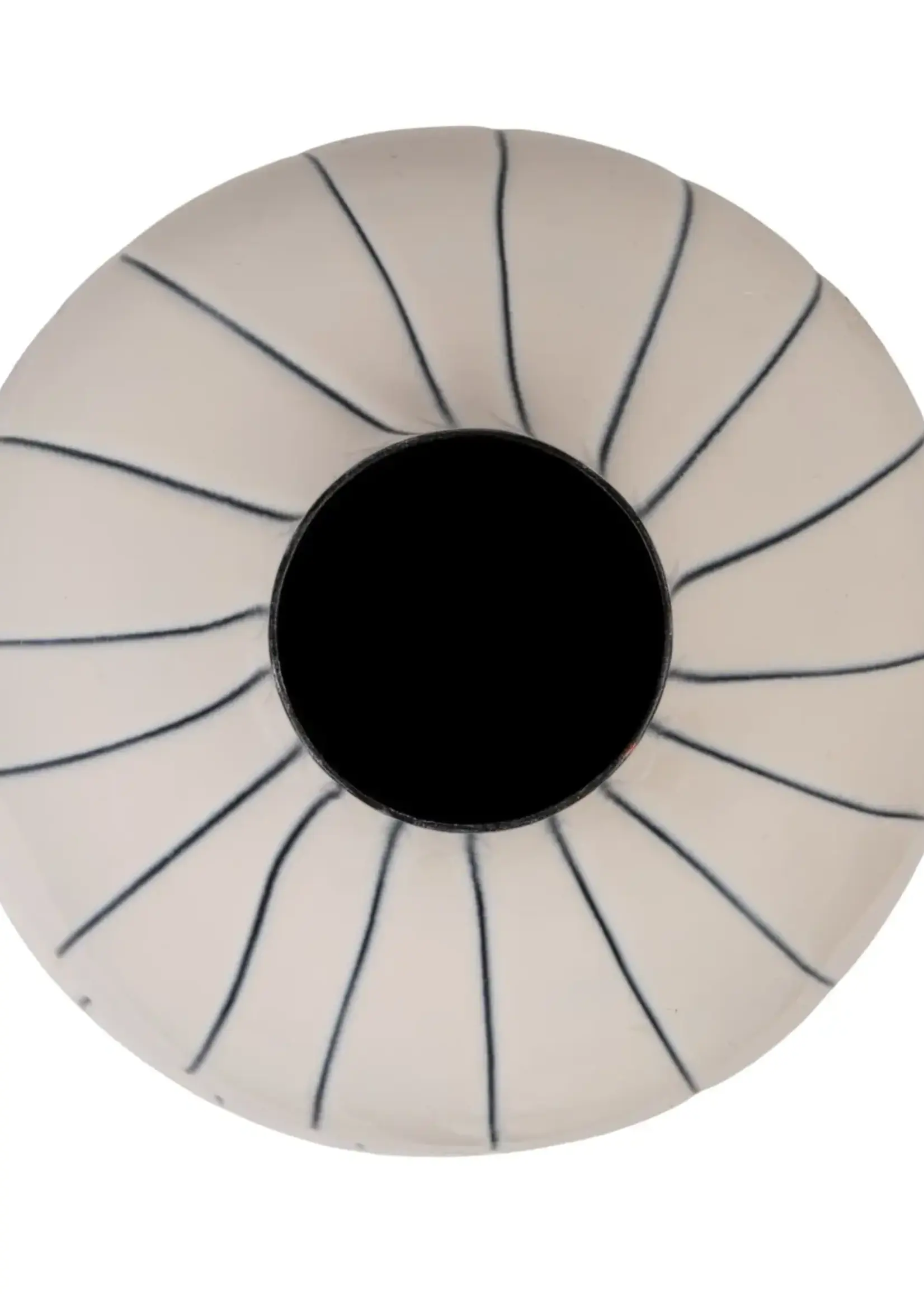 Enameled Metal Organic Striped Vase, White & Blue