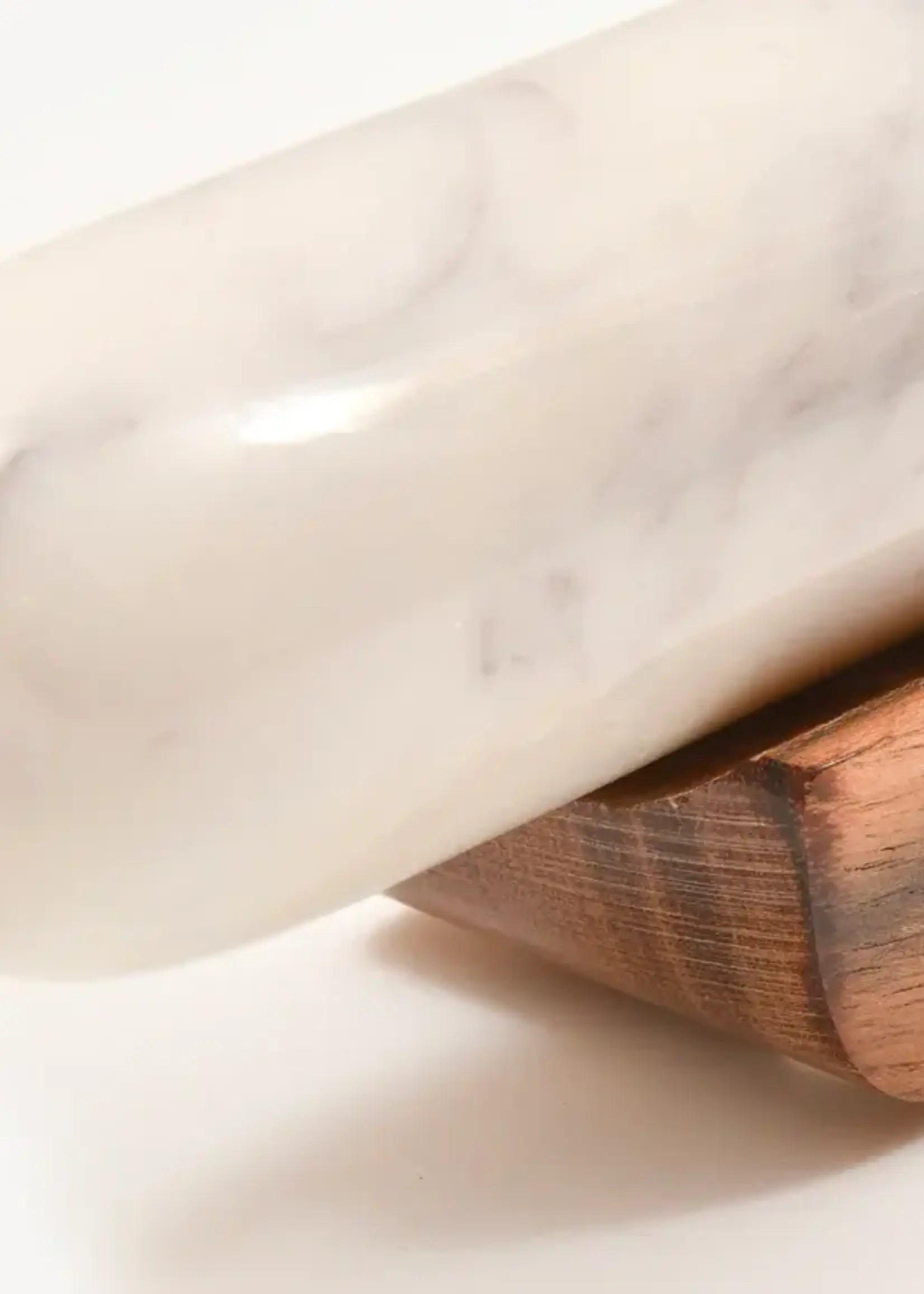 White Marble Rolling  Pin and Wood Base