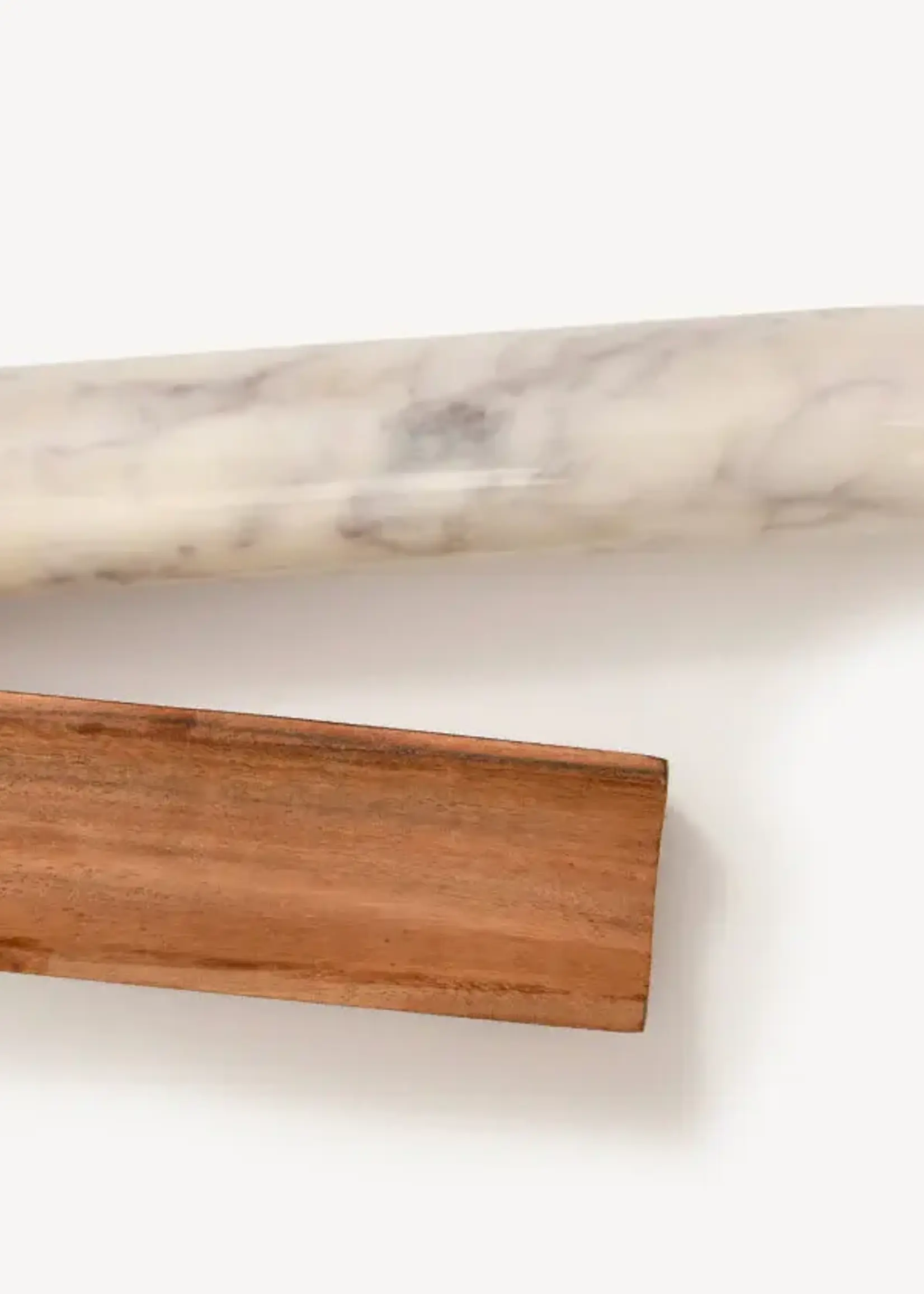 White Marble Rolling  Pin and Wood Base