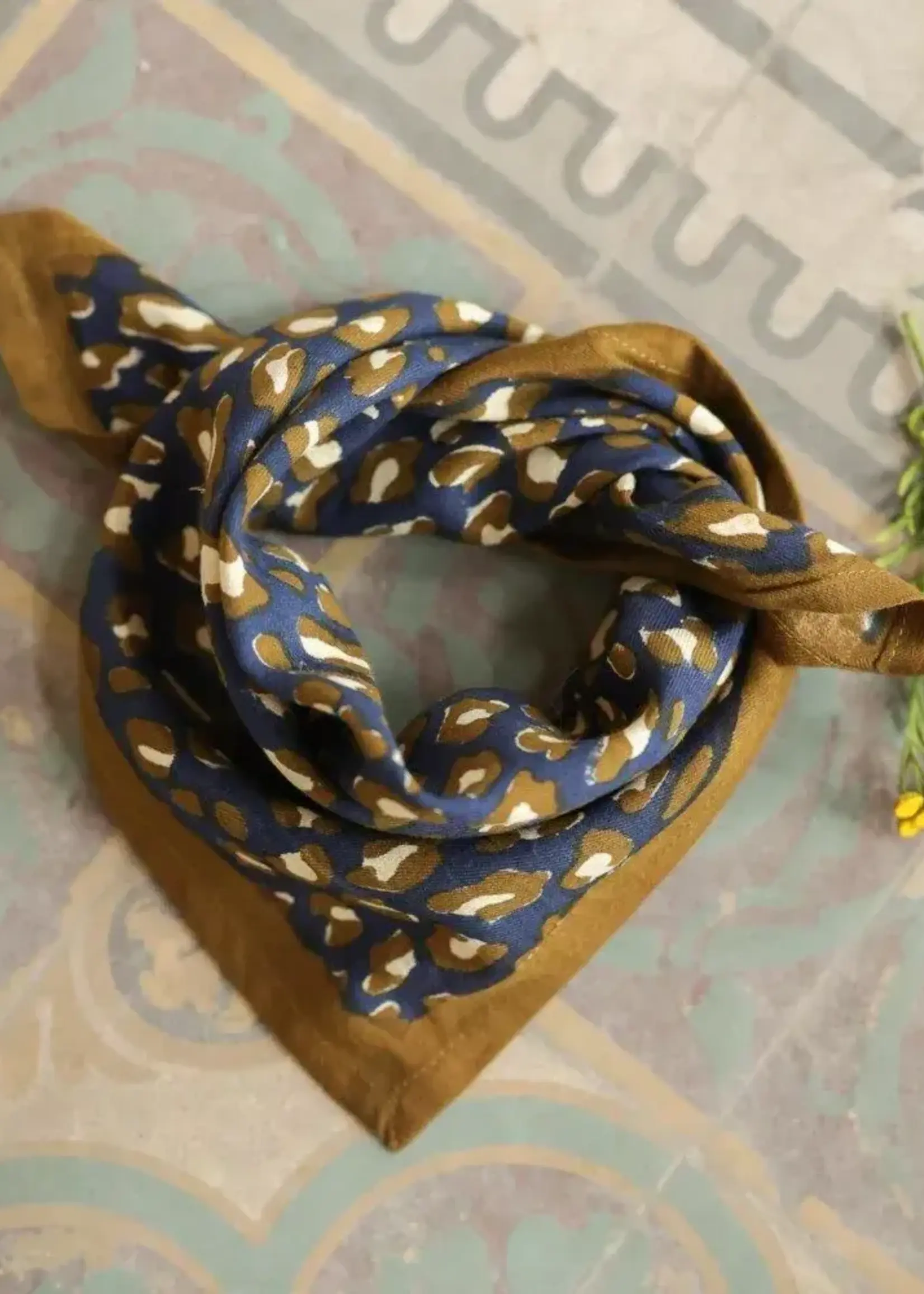 Bellemme Foulard  Petit - Léopard Navy