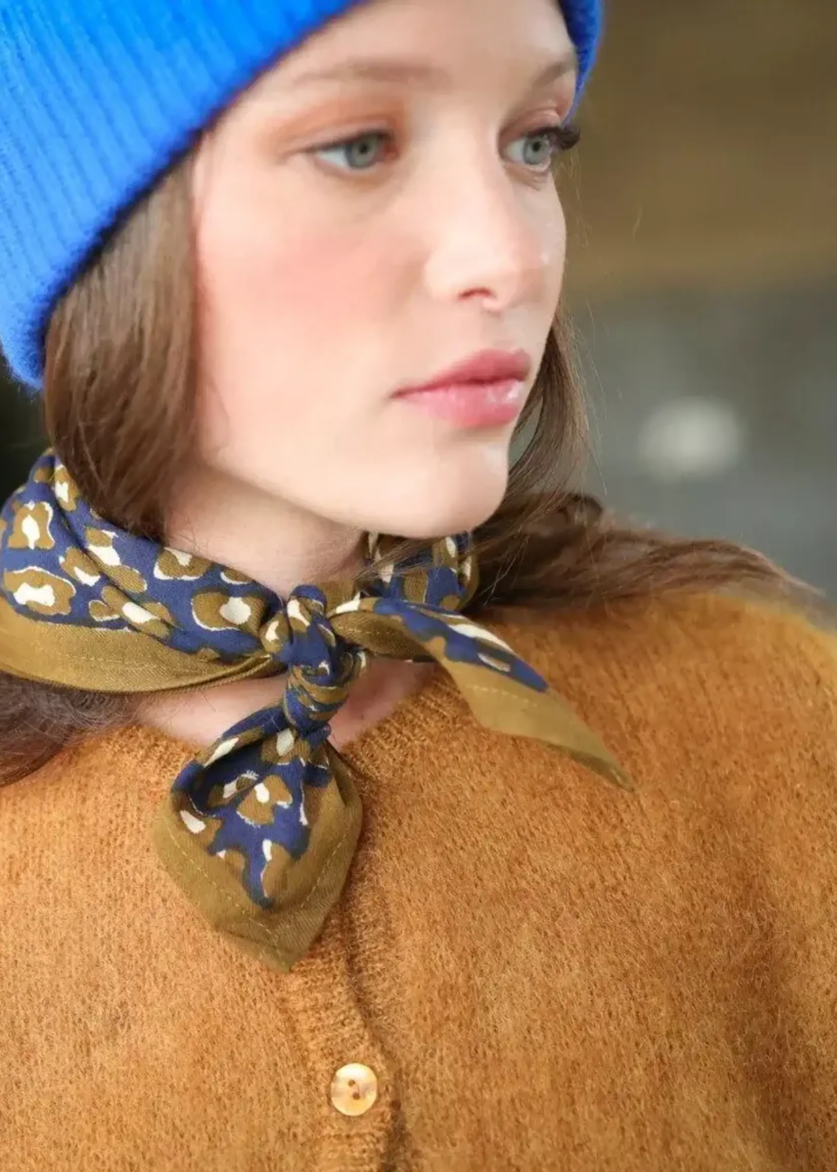 Bellemme Foulard  Petit - Léopard Navy