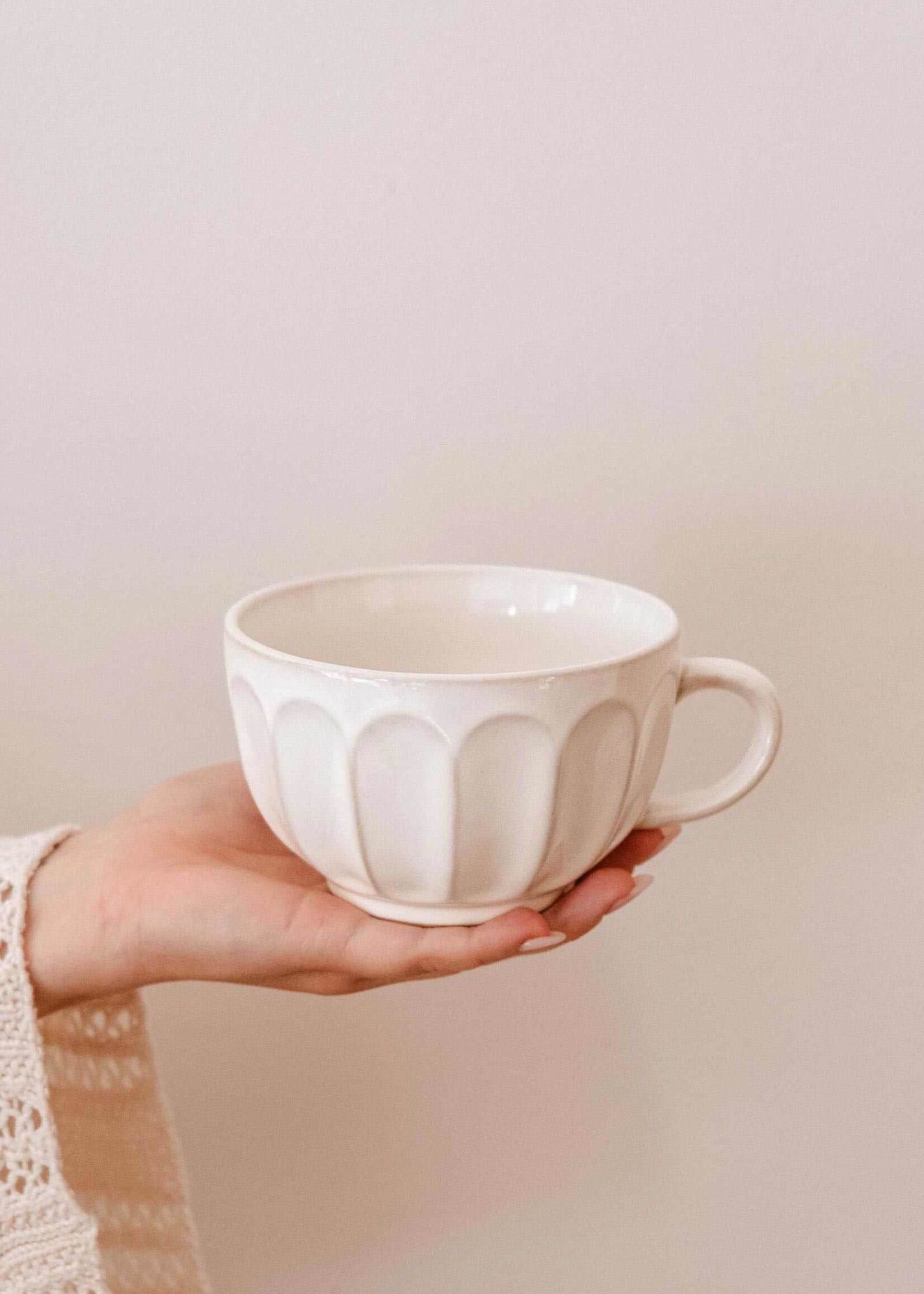 Large Fluted Ceramic Mug