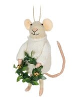Mouse Holding Wreath Ornament
