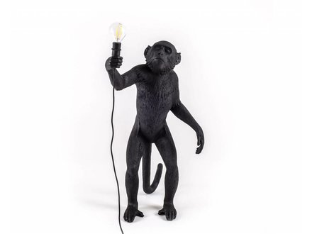 monkey lamp standing - black