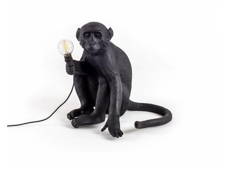 monkey lamp sitting - black